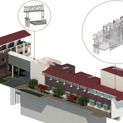Vista 3D del nuovo padiglione ospedaliero